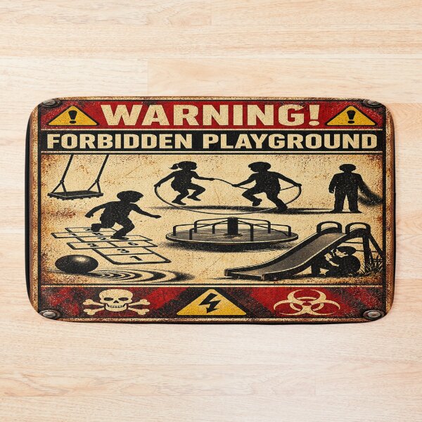 Item preview, Forbidden Playground – Vintage Horror Warning Sign designed and sold by TroviTutto.