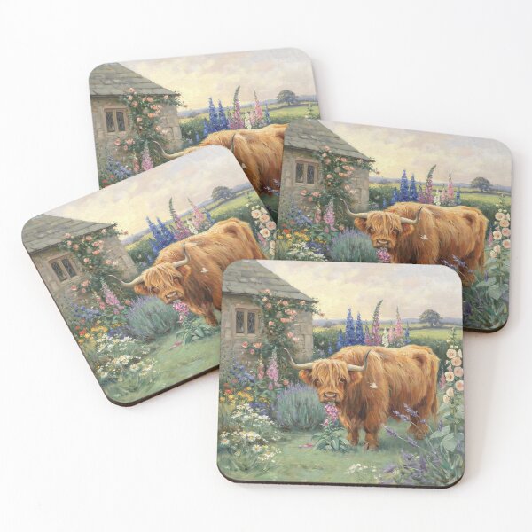 Item preview, Cottage Garden Highland Cow – Highland Cow Cottagecore Floral Impressionist Wall Art designed and sold by Tamas Das.