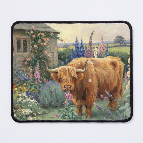 Item preview, Cottage Garden Highland Cow – Highland Cow Cottagecore Floral Impressionist Wall Art designed and sold by Tamas Das.