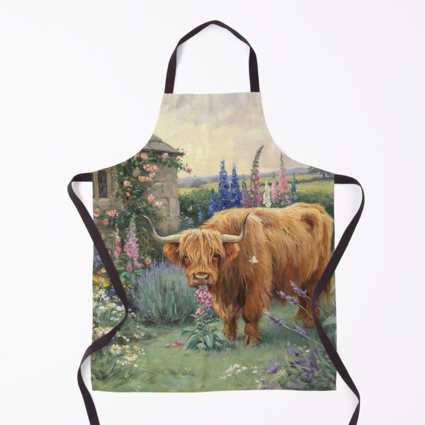 Item preview, Cottage Garden Highland Cow – Highland Cow Cottagecore Floral Impressionist Wall Art designed and sold by Tamas Das.