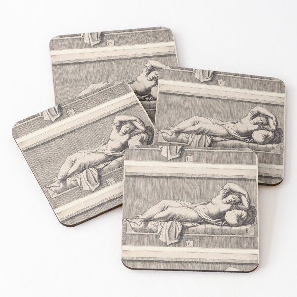 Item preview, Reclining Sleeping Woman Renaissance Engraving designed and sold by artofuniverse.