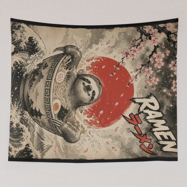 Item preview, Sloth Bath Ramen Sumie Japanese Vintage designed and sold by TomFrontierArt.