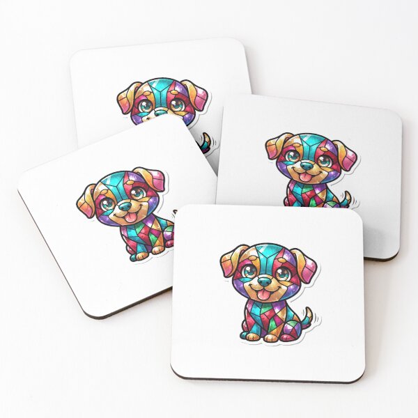 Item preview, Stained Glass Puppy Sticker | Cute Mosaic Dog Sticker | Happy Puppy Art | Colorful Dog Lover Gift designed and sold by Pawfect Prints.