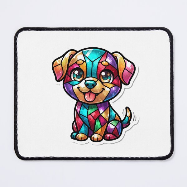 Item preview, Stained Glass Puppy Sticker | Cute Mosaic Dog Sticker | Happy Puppy Art | Colorful Dog Lover Gift designed and sold by Pawfect Prints.