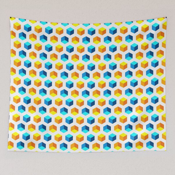 Item preview, Illustration with hexagons and cubes designed and sold by RizikCat.