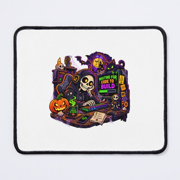 Item preview, Waiting For Code To Build Spooky Skeleton Halloween T-Shirt and Sticker designed and sold by PixelForge Studio2.