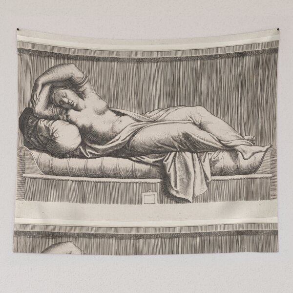 Item preview, Reclining Sleeping Nude Classical Engraving designed and sold by artofuniverse.