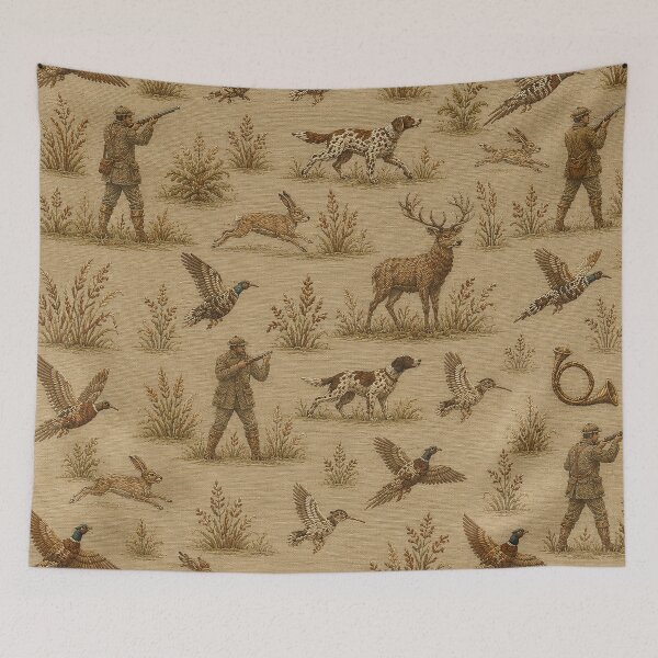 Item preview, vintage hunting tapestry designed and sold by TammyHunterArt.