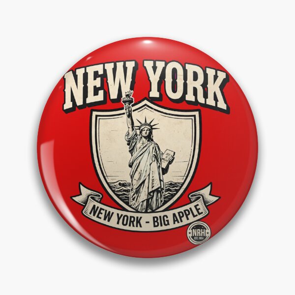 Item preview, New York Big Apple Statue Liberty Vintage Shield designed and sold by Normandy Road Heritage™ - Vintage Garage Art.