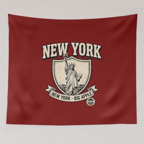 Item preview, New York Big Apple Statue Liberty Vintage Shield designed and sold by Normandy Road Heritage™ - Vintage Garage Art.