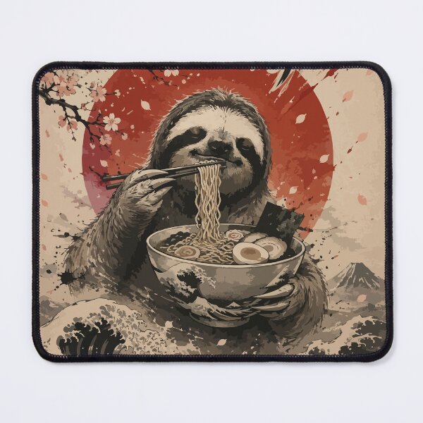 Item preview, Sloth Eating Ramen Sumie Japanese Vintage designed and sold by TomFrontierArt.