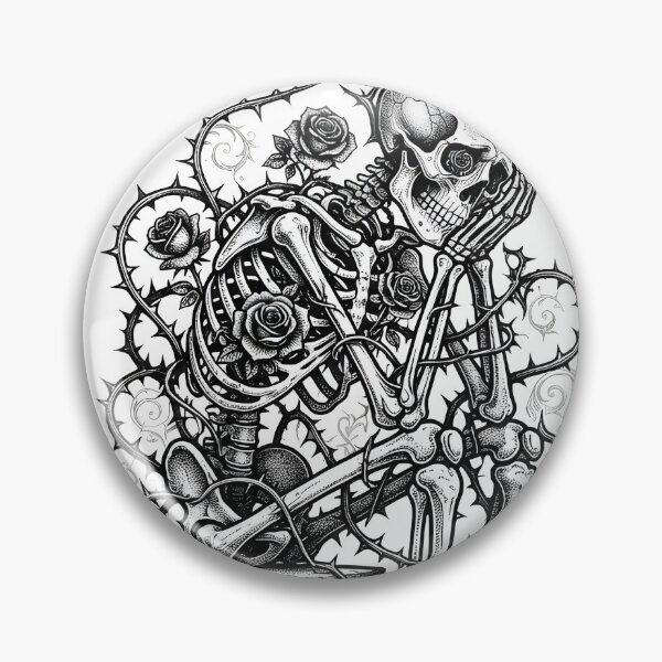 Item preview, Melancholy skeleton in roses - Dark Gothic art designed and sold by OH-MY-GOTH.