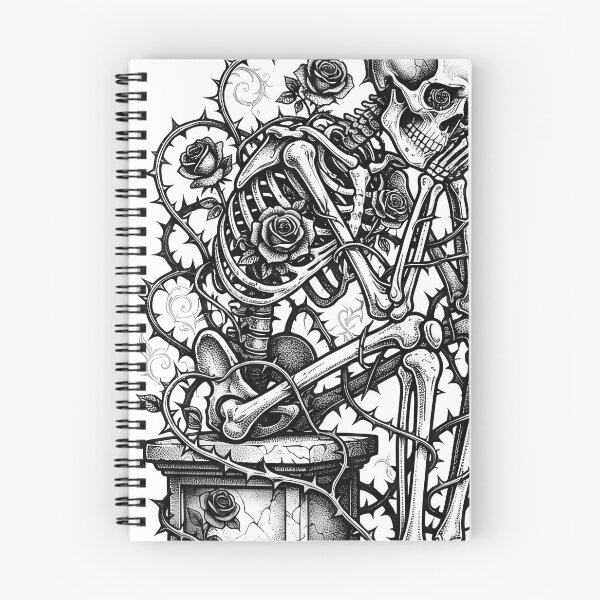 Item preview, Melancholy skeleton in roses - Dark Gothic art designed and sold by OH-MY-GOTH.