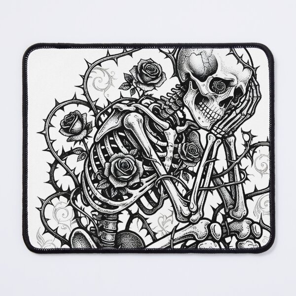 Item preview, Melancholy skeleton in roses - Dark Gothic art designed and sold by OH-MY-GOTH.