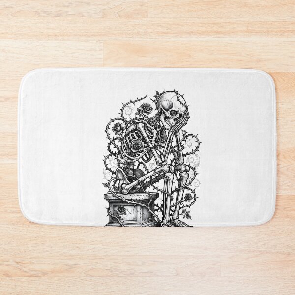 Item preview, Melancholy skeleton in roses - Dark Gothic art designed and sold by OH-MY-GOTH.