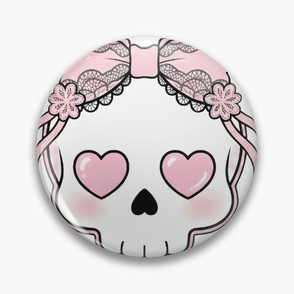 Item preview, Cute kawaii goth skull with pink lace bow designed and sold by OH-MY-GOTH.