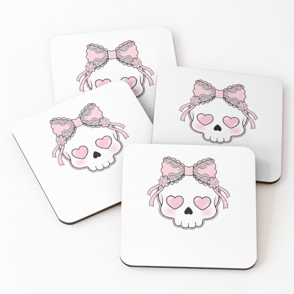 Item preview, Cute kawaii goth skull with pink lace bow designed and sold by OH-MY-GOTH.