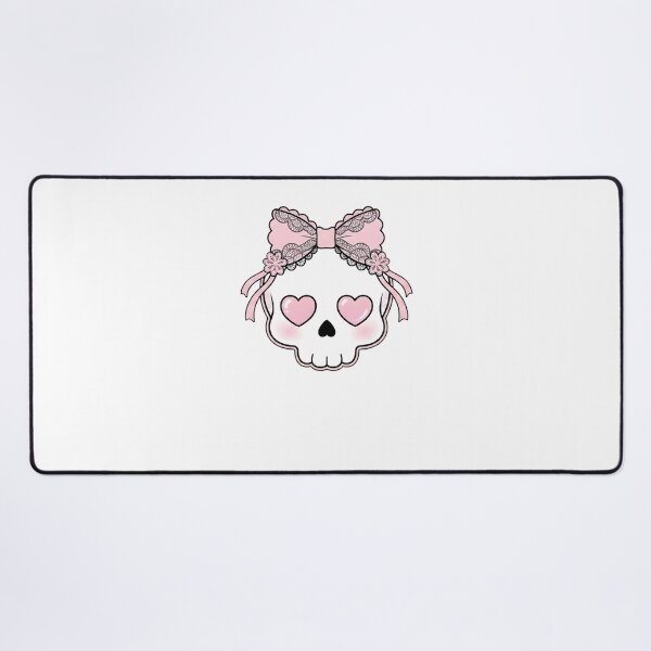 Item preview, Cute kawaii goth skull with pink lace bow designed and sold by OH-MY-GOTH.