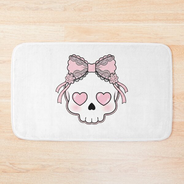 Item preview, Cute kawaii goth skull with pink lace bow designed and sold by OH-MY-GOTH.