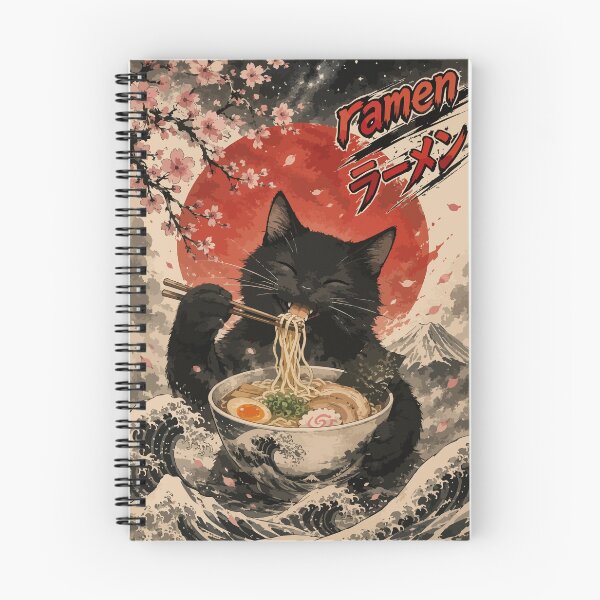 Item preview, Black Cat Ramen Sumie Japanese Vintage designed and sold by TomFrontierArt.