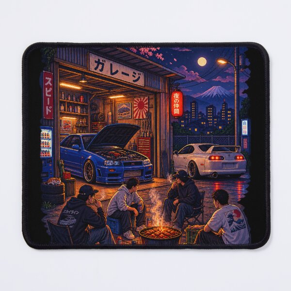 Item preview, Retro Japanese Garage Meet – Pixel Car Culture designed and sold by BYVOK.