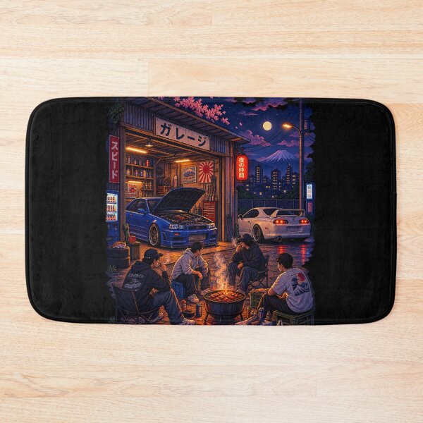 Item preview, Retro Japanese Garage Meet – Pixel Car Culture designed and sold by BYVOK.