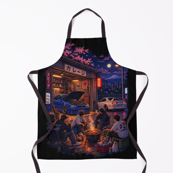 Item preview, Retro Japanese Garage Meet – Pixel Car Culture designed and sold by BYVOK.