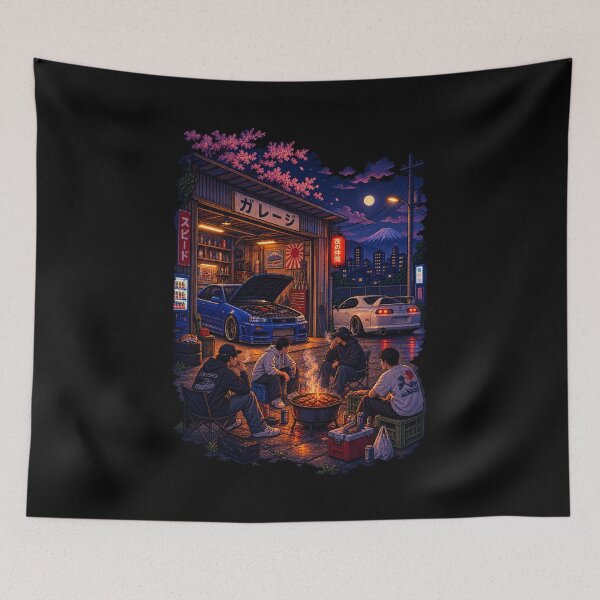 Item preview, Retro Japanese Garage Meet – Pixel Car Culture designed and sold by BYVOK.