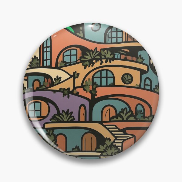Item preview, Retro Futuristic Desert Cliffside Villa Illustration designed and sold by suha-art.