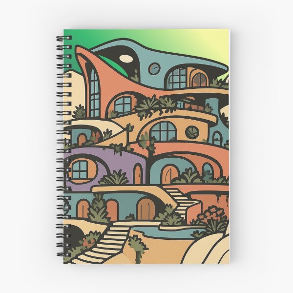 Item preview, Retro Futuristic Desert Cliffside Villa Illustration designed and sold by suha-art.