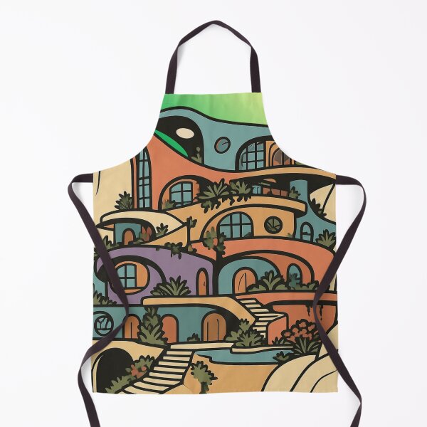 Item preview, Retro Futuristic Desert Cliffside Villa Illustration designed and sold by Suha Design Studio.