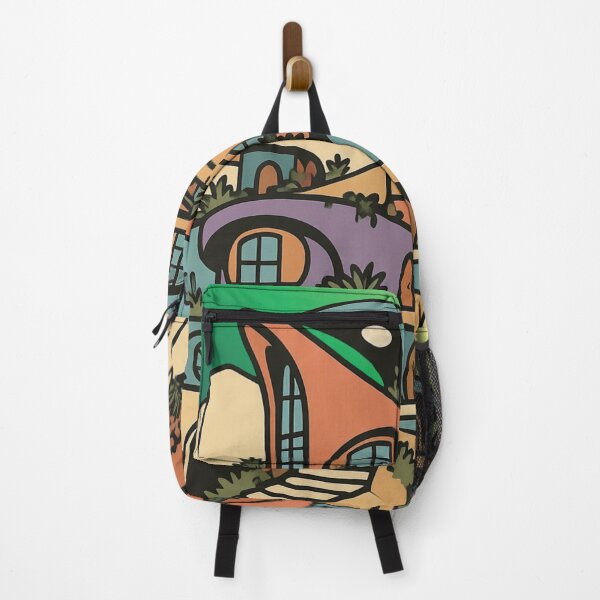 Item preview, Retro Futuristic Desert Cliffside Villa Illustration designed and sold by suha-art.