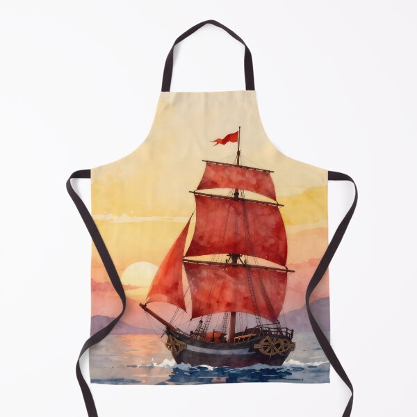 Item preview, Scarlet Sails at Sunset Watercolor designed and sold by Serene Strokes Art.