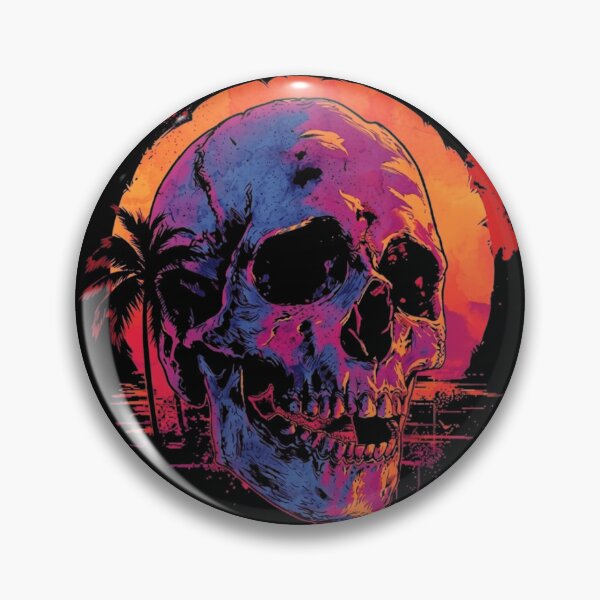 Item preview, Tropical Skull Synthwave Retro Sunset Palm Tree Beach Gothic designed and sold by haitrieuic96.