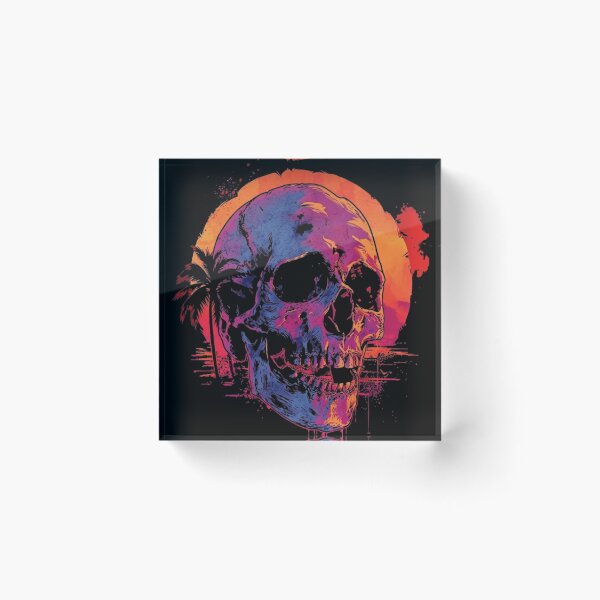Item preview, Tropical Skull Synthwave Retro Sunset Palm Tree Beach Gothic designed and sold by haitrieuic96.