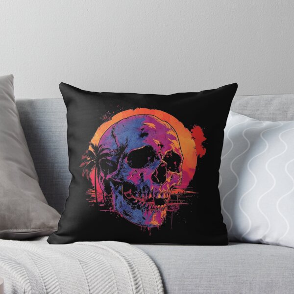 Item preview, Tropical Skull Synthwave Retro Sunset Palm Tree Beach Gothic designed and sold by haitrieuic96.