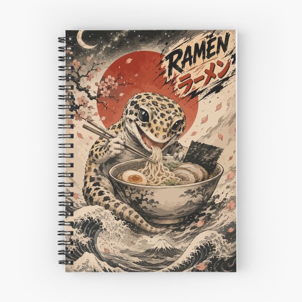 Item preview, Leopard Gecko Ramen Sumie Japanese Vintage designed and sold by TomFrontierArt.