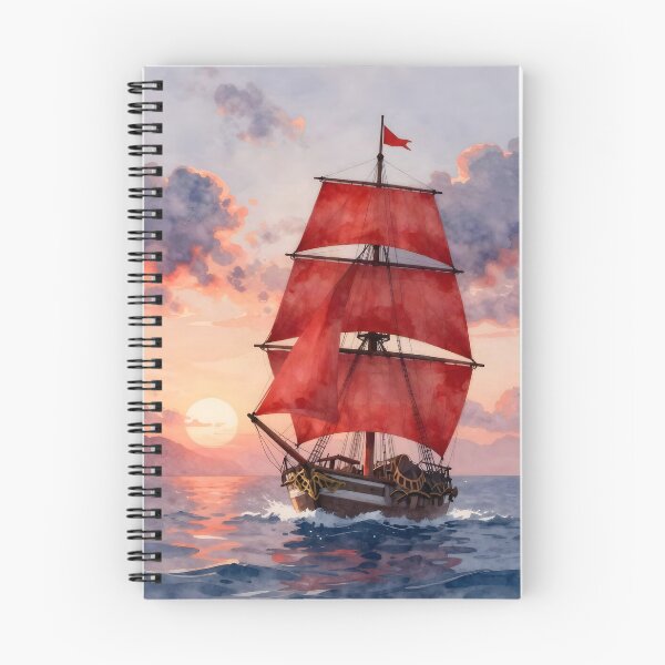Item preview, Sailing into the Dawn: Crimson Sails Clipper designed and sold by Serene Strokes Art.