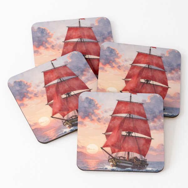 Item preview, Sailing into the Dawn: Crimson Sails Clipper designed and sold by Serene Strokes Art.