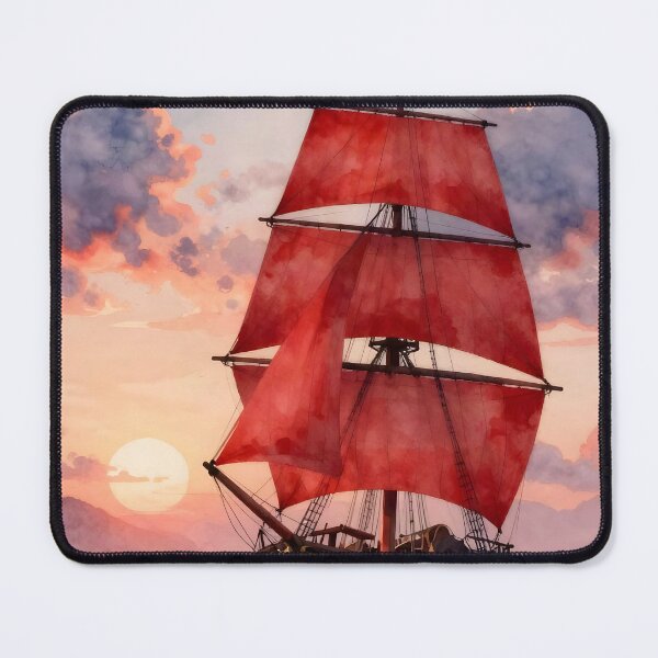 Item preview, Sailing into the Dawn: Crimson Sails Clipper designed and sold by Serene Strokes Art.
