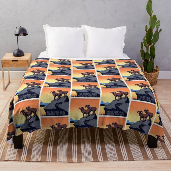 Item preview, US WPA Program Poster | The National Parks Preserve Wildlife W/ Rams and the Sunrise | 1939 designed and sold by Vintage Poster Supply.