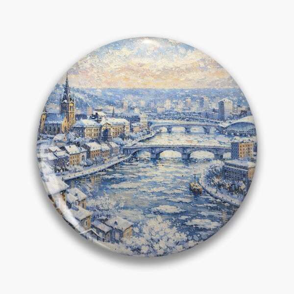 Item preview, Liège in Belgium painting – A Winter Scene in This Beautiful European City. designed and sold by GalleryKauffeld.