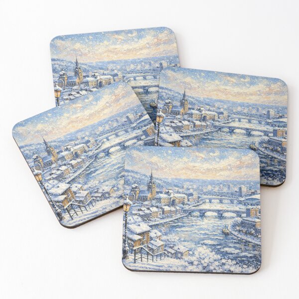 Item preview, Liège in Belgium painting – A Winter Scene in This Beautiful European City. designed and sold by GalleryKauffeld.
