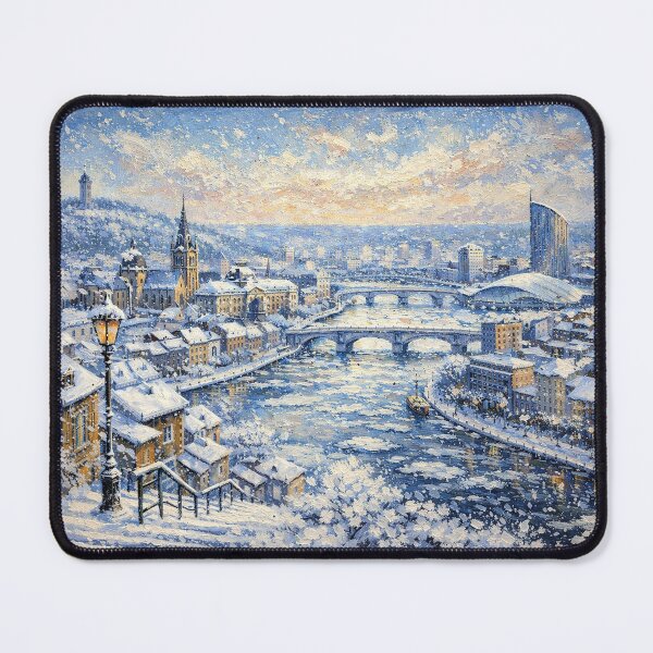 Item preview, Liège in Belgium painting – A Winter Scene in This Beautiful European City. designed and sold by GalleryKauffeld.