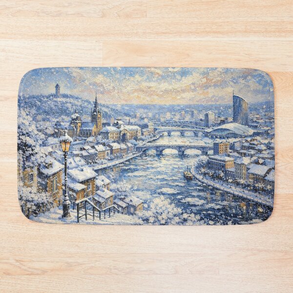 Item preview, Liège in Belgium painting – A Winter Scene in This Beautiful European City. designed and sold by GalleryKauffeld.