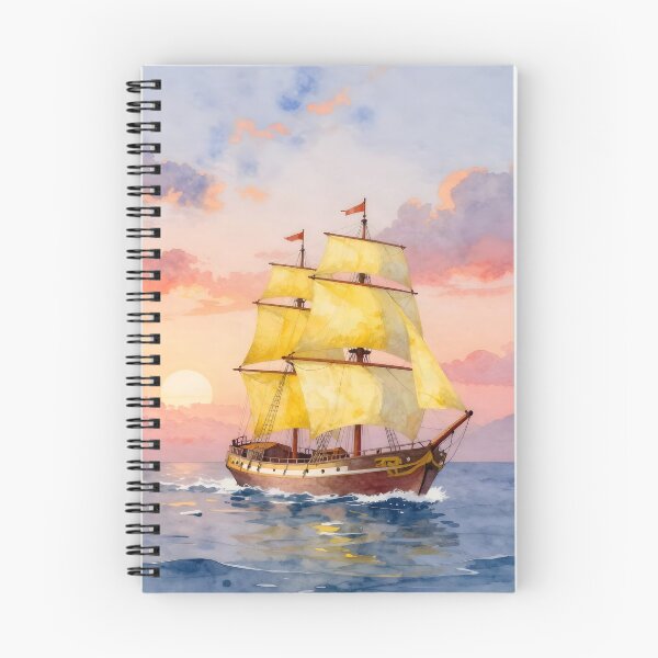 Item preview, Golden Sails: Vintage Vessel at Sunrise designed and sold by Serene Strokes Art.