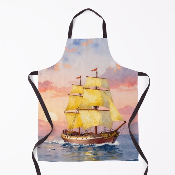 Item preview, Golden Sails: Vintage Vessel at Sunrise designed and sold by Serene Strokes Art.