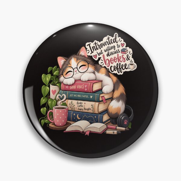 Item preview, Introverted But Willing To Discuss Books And Coffee Cute Cat Sticker designed and sold by Salwastore.