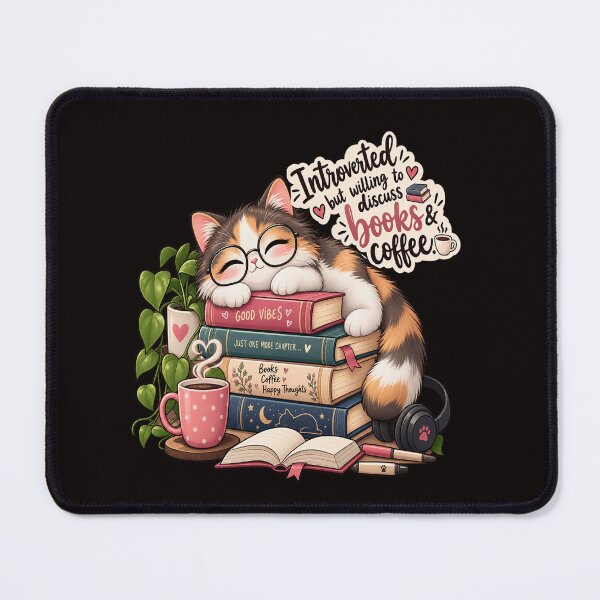 Item preview, Introverted But Willing To Discuss Books And Coffee Cute Cat Sticker designed and sold by Salwastore.