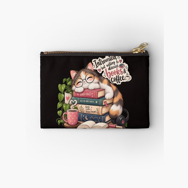 Item preview, Introverted But Willing To Discuss Books And Coffee Cute Cat Sticker designed and sold by Salwastore.